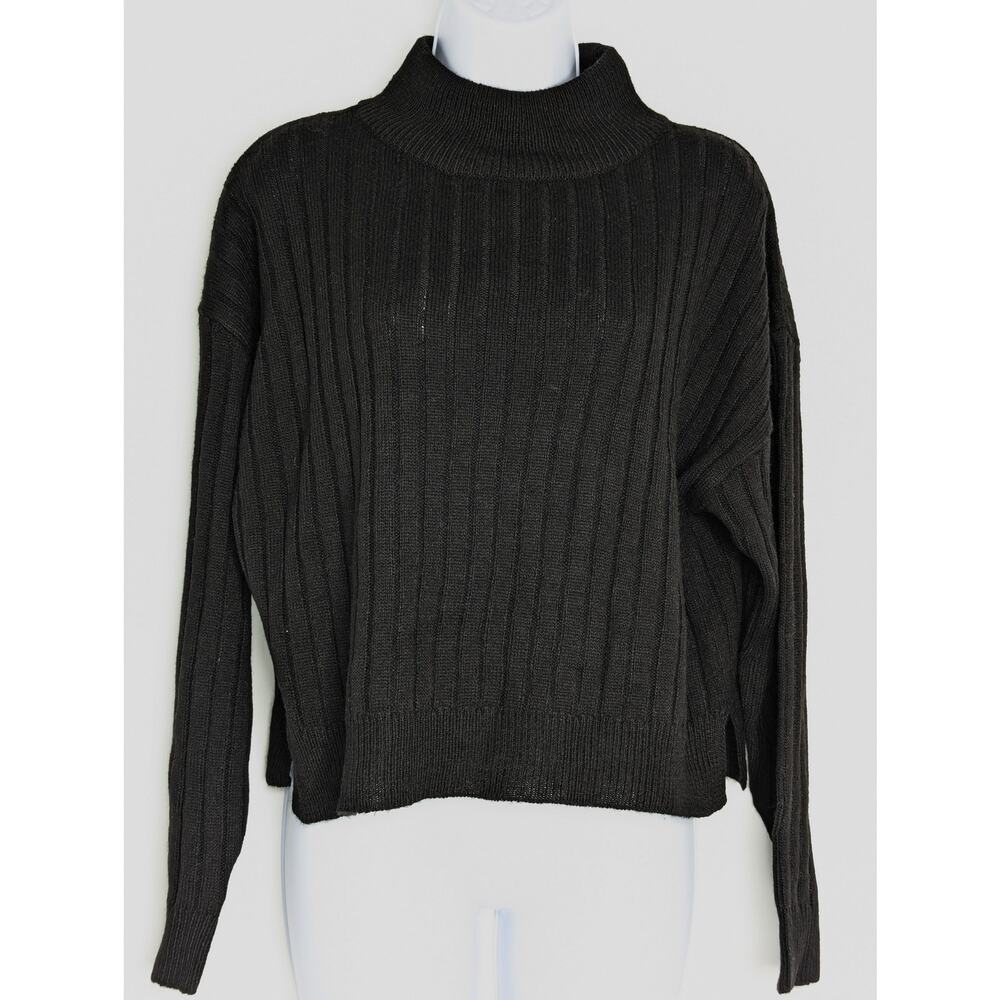 Womens Black Knit Funnel Neck Sweater - Picture 10 of 12
